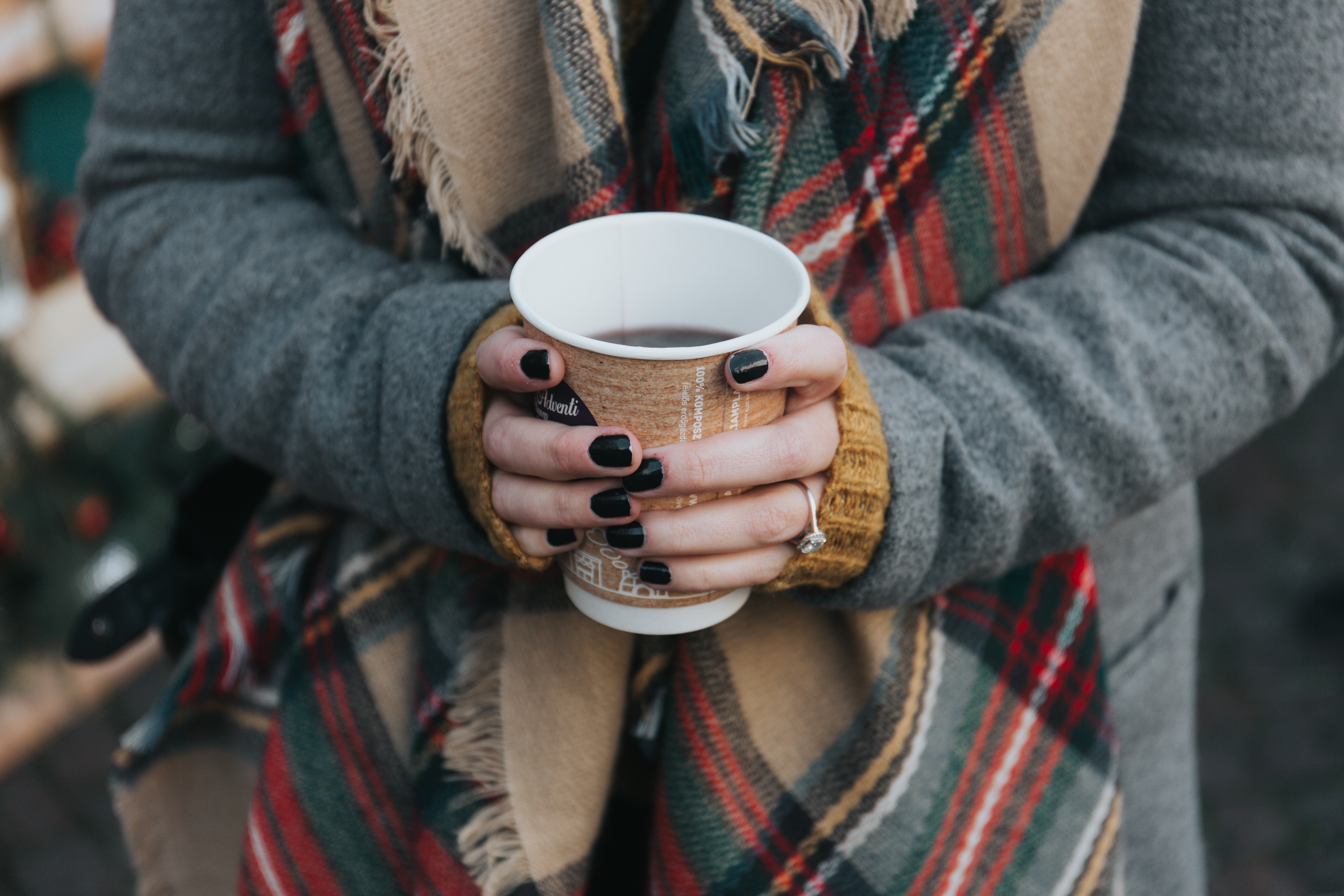 winter hands with coffee